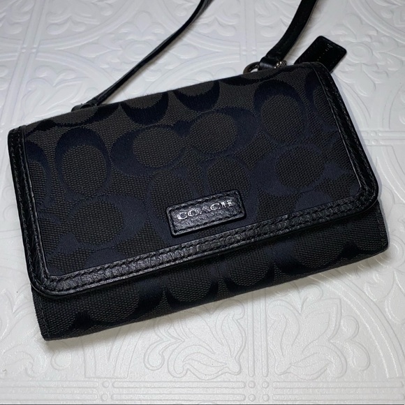 Coach Handbags - Coach Black Monogram Wallet/Mini Crossbody Purse